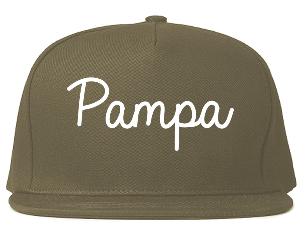 Pampa Texas TX Script Mens Snapback Hat Grey