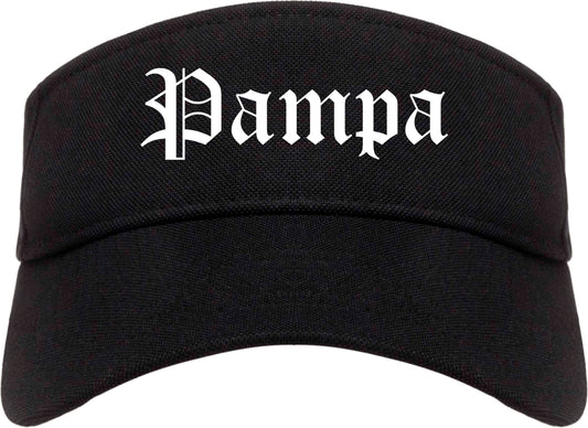 Pampa Texas TX Old English Mens Visor Cap Hat Black