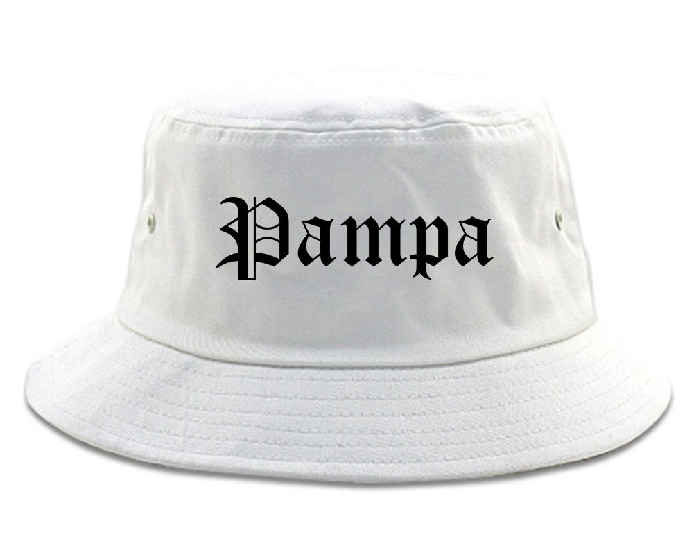 Pampa Texas TX Old English Mens Bucket Hat White