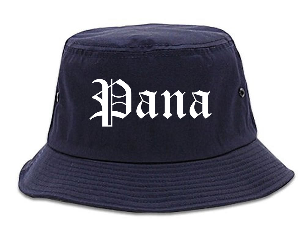 Pana Illinois IL Old English Mens Bucket Hat Navy Blue