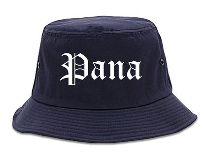 Pana Illinois IL Old English Mens Bucket Hat Navy Blue