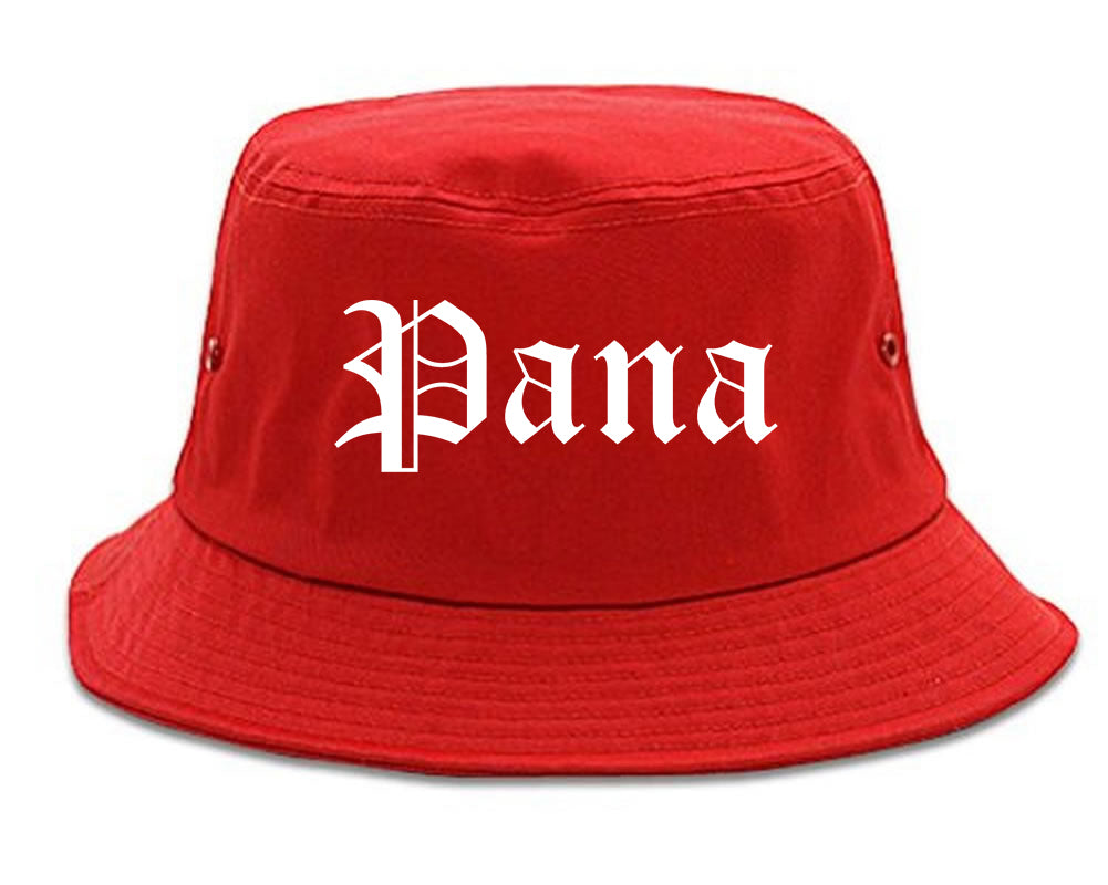 Pana Illinois IL Old English Mens Bucket Hat Red