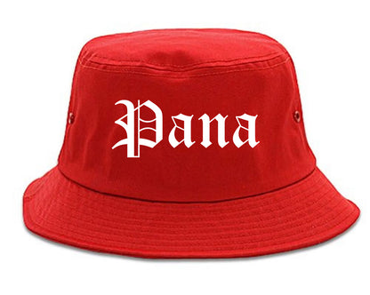 Pana Illinois IL Old English Mens Bucket Hat Red