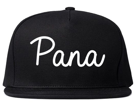 Pana Illinois IL Script Mens Snapback Hat Black