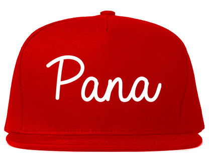 Pana Illinois IL Script Mens Snapback Hat Red