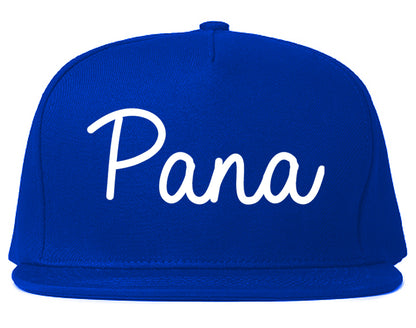 Pana Illinois IL Script Mens Snapback Hat Royal Blue