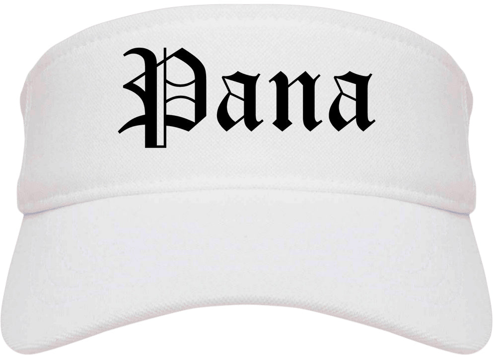 Pana Illinois IL Old English Mens Visor Cap Hat White