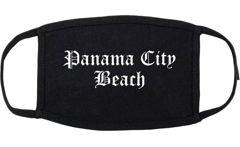 Panama City Beach Florida FL Old English Cotton Face Mask Black