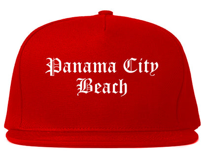 Panama City Beach Florida FL Old English Mens Snapback Hat Red