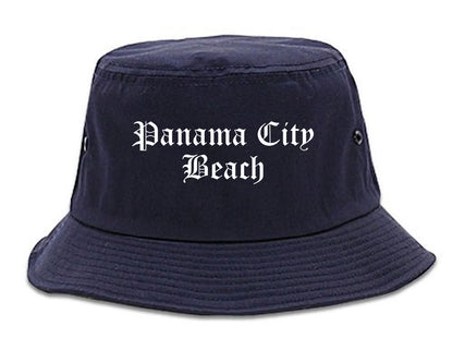 Panama City Beach Florida FL Old English Mens Bucket Hat Navy Blue