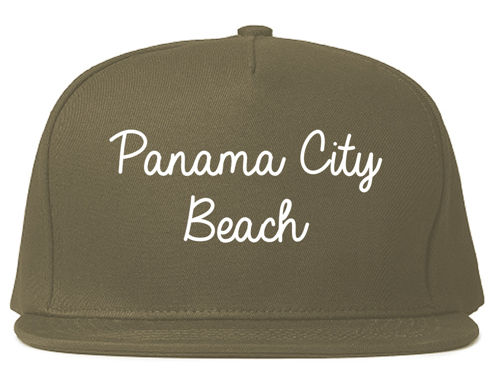 Panama City Beach Florida FL Script Mens Snapback Hat Grey