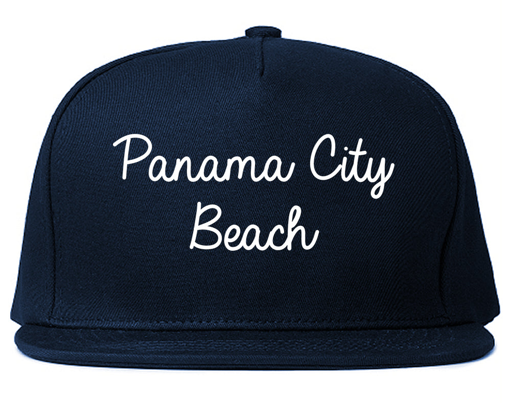 Panama City Beach Florida FL Script Mens Snapback Hat Navy Blue