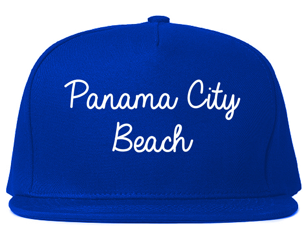 Panama City Beach Florida FL Script Mens Snapback Hat Royal Blue