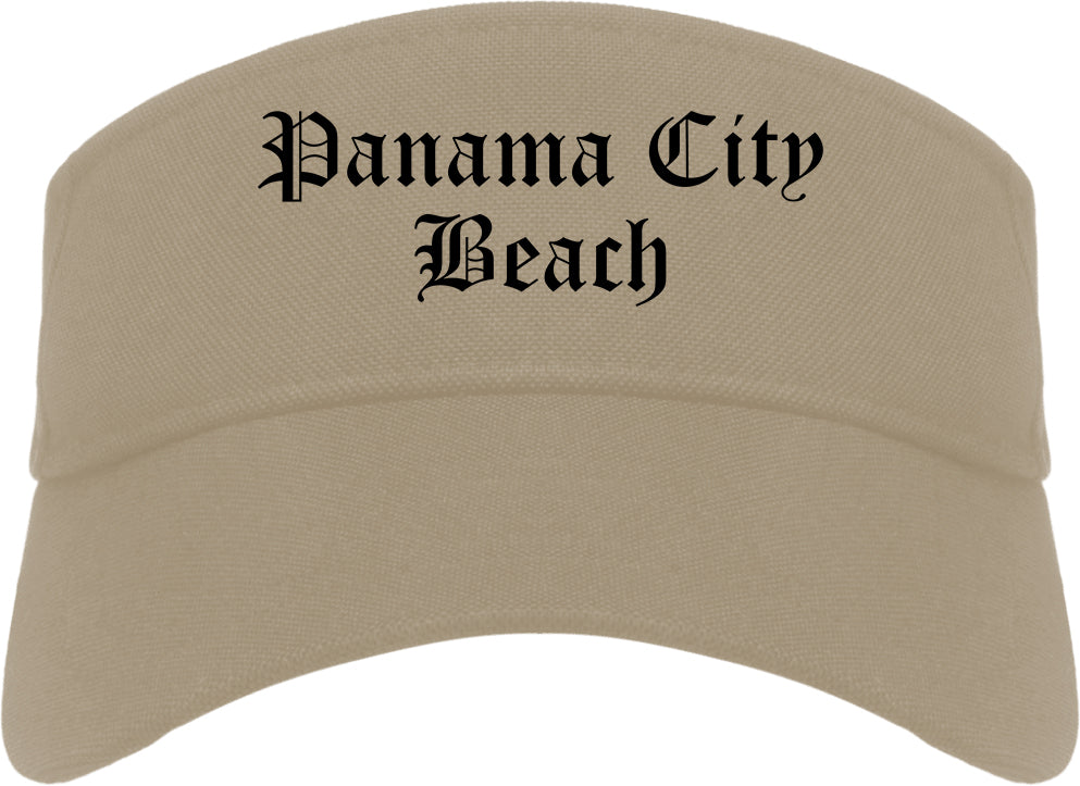 Panama City Beach Florida FL Old English Mens Visor Cap Hat Khaki