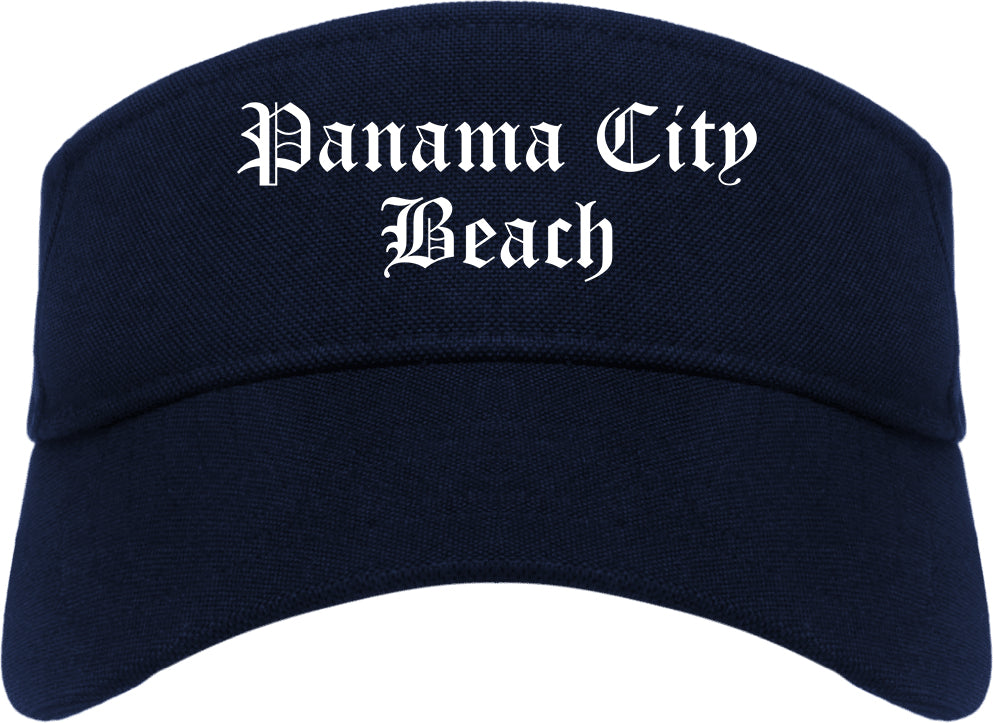 Panama City Beach Florida FL Old English Mens Visor Cap Hat Navy Blue