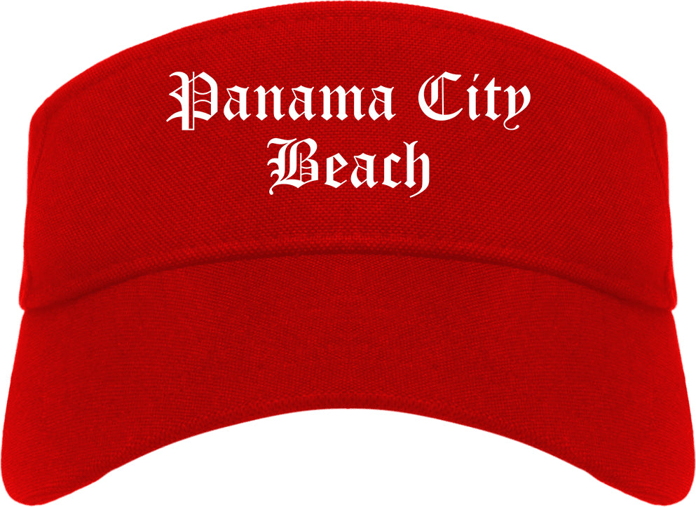 Panama City Beach Florida FL Old English Mens Visor Cap Hat Red