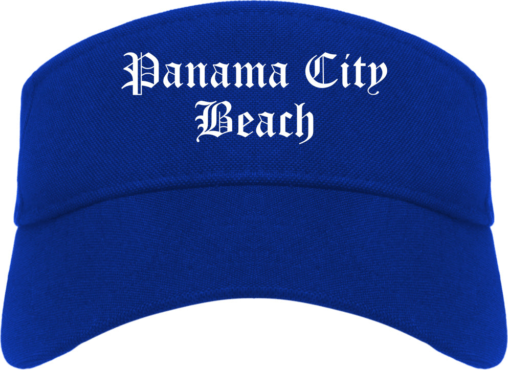 Panama City Beach Florida FL Old English Mens Visor Cap Hat Royal Blue