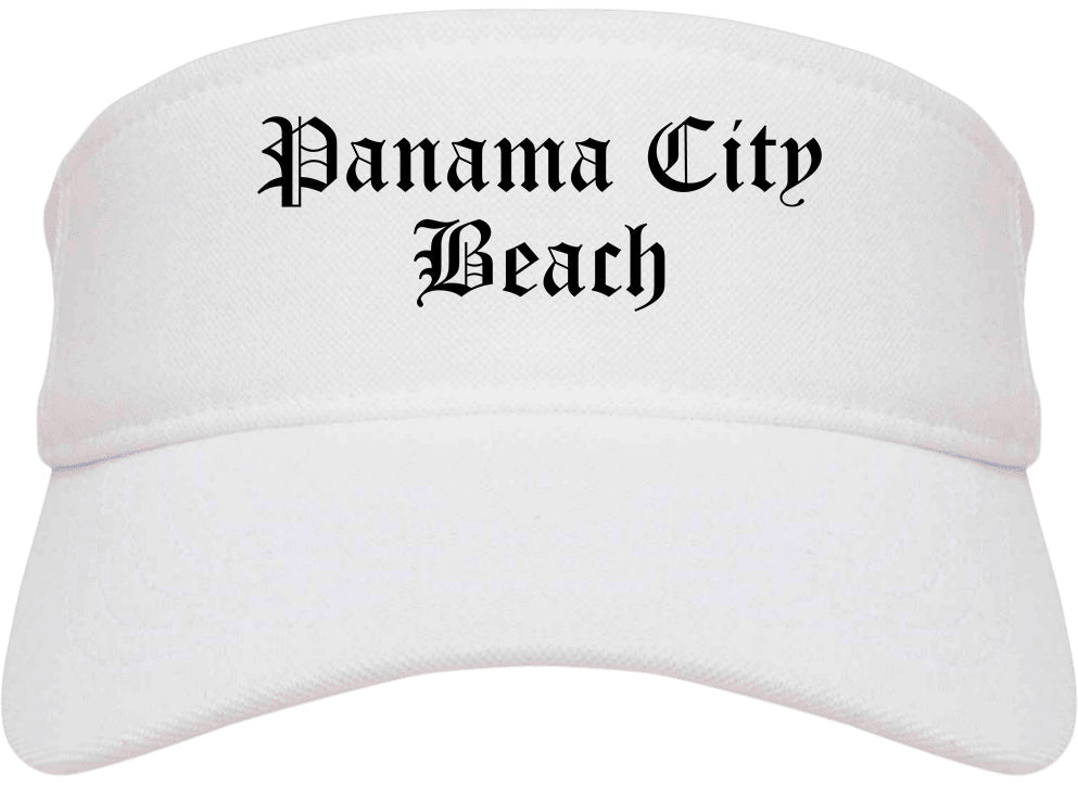 Panama City Beach Florida FL Old English Mens Visor Cap Hat White