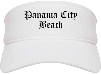 Panama City Beach Florida FL Old English Mens Visor Cap Hat White