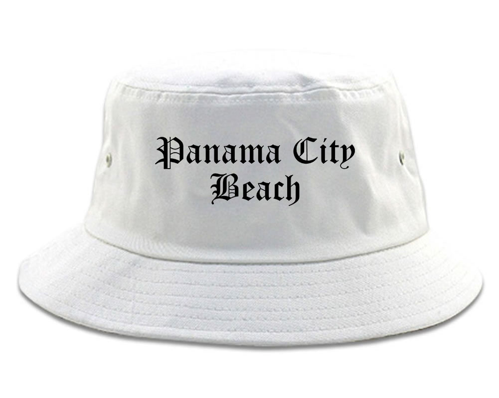 Panama City Beach Florida FL Old English Mens Bucket Hat White