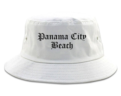 Panama City Beach Florida FL Old English Mens Bucket Hat White