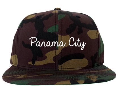 Panama City Florida FL Script Mens Snapback Hat Army Camo