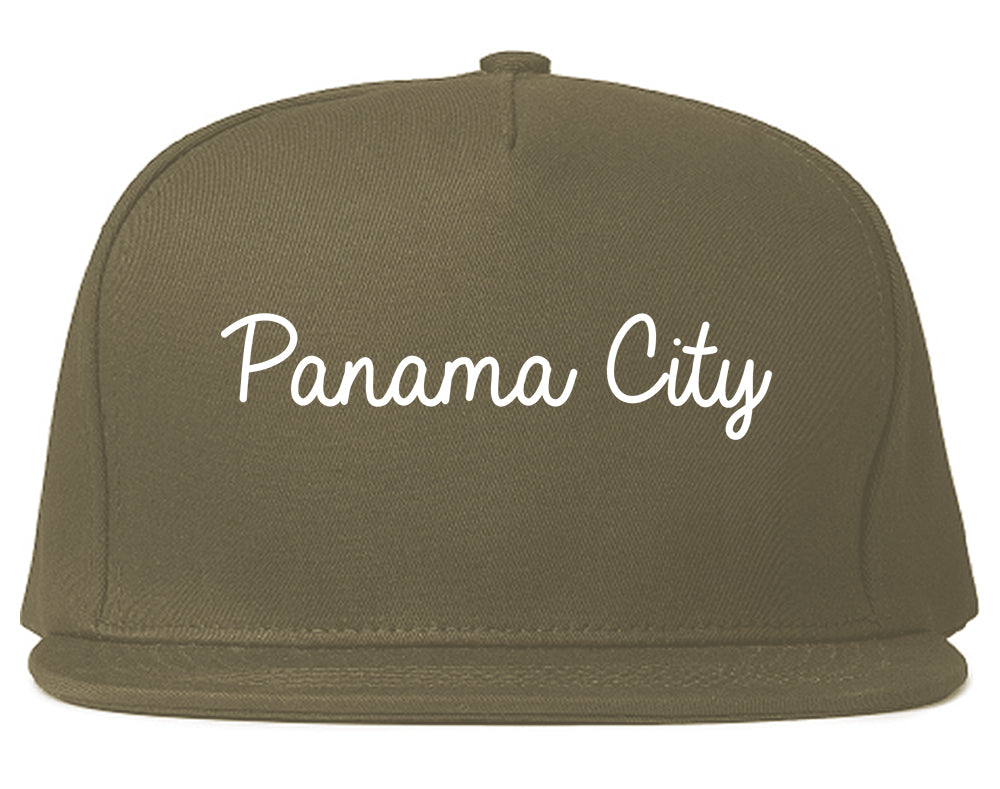 Panama City Florida FL Script Mens Snapback Hat Grey