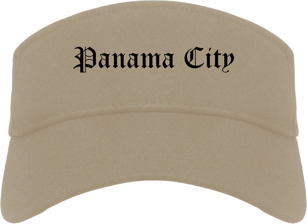 Panama City Florida FL Old English Mens Visor Cap Hat Khaki