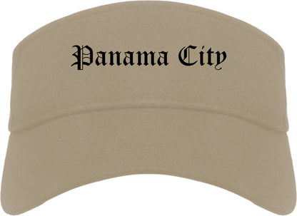 Panama City Florida FL Old English Mens Visor Cap Hat Khaki