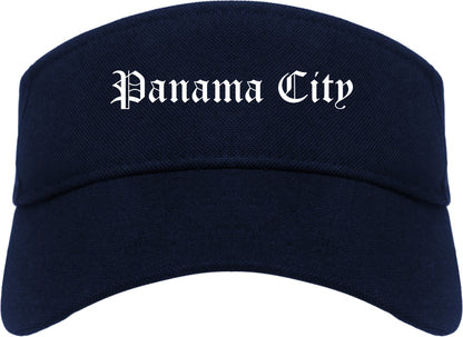 Panama City Florida FL Old English Mens Visor Cap Hat Navy Blue