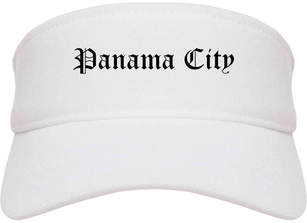 Panama City Florida FL Old English Mens Visor Cap Hat White