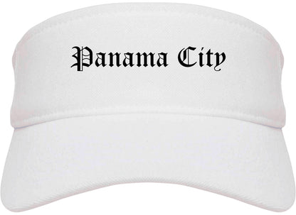 Panama City Florida FL Old English Mens Visor Cap Hat White