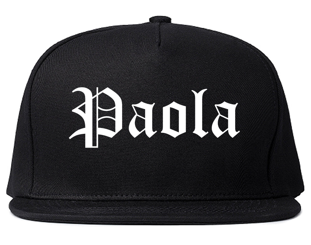 Paola Kansas KS Old English Mens Snapback Hat Black