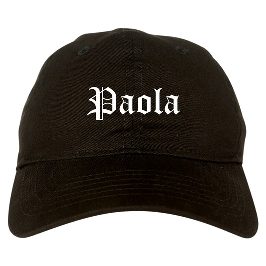 Paola Kansas KS Old English Mens Dad Hat Baseball Cap Black