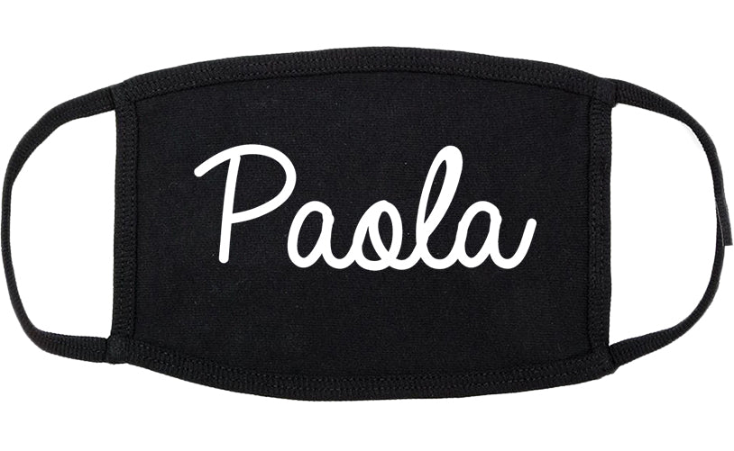 Paola Kansas KS Script Cotton Face Mask Black