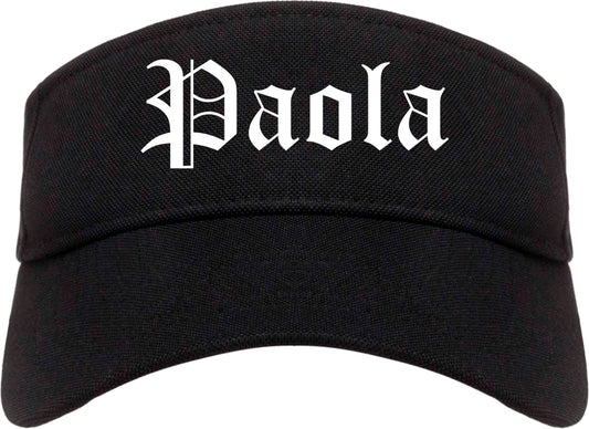 Paola Kansas KS Old English Mens Visor Cap Hat Black