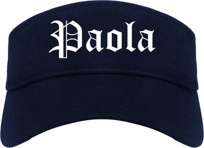 Paola Kansas KS Old English Mens Visor Cap Hat Navy Blue
