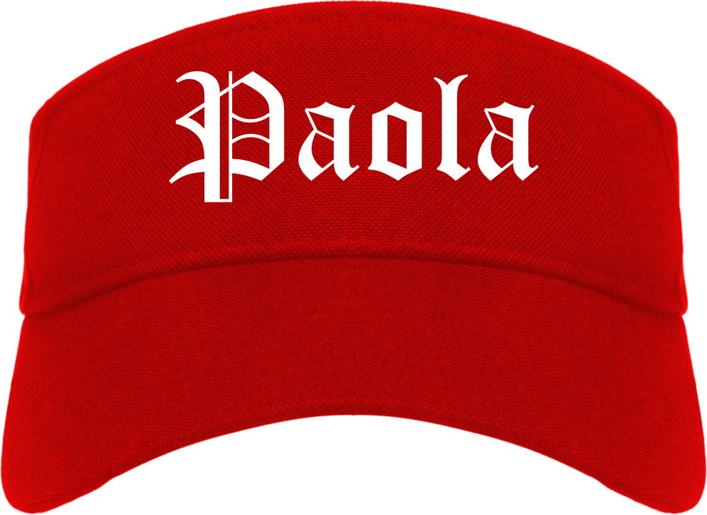 Paola Kansas KS Old English Mens Visor Cap Hat Red