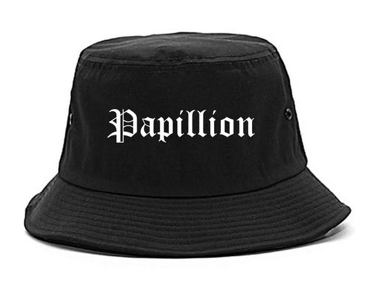 Papillion Nebraska NE Old English Mens Bucket Hat Black