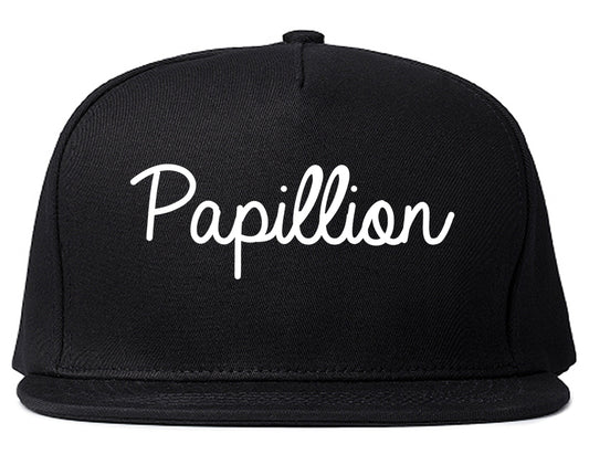 Papillion Nebraska NE Script Mens Snapback Hat Black