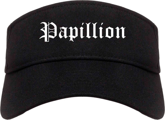Papillion Nebraska NE Old English Mens Visor Cap Hat Black