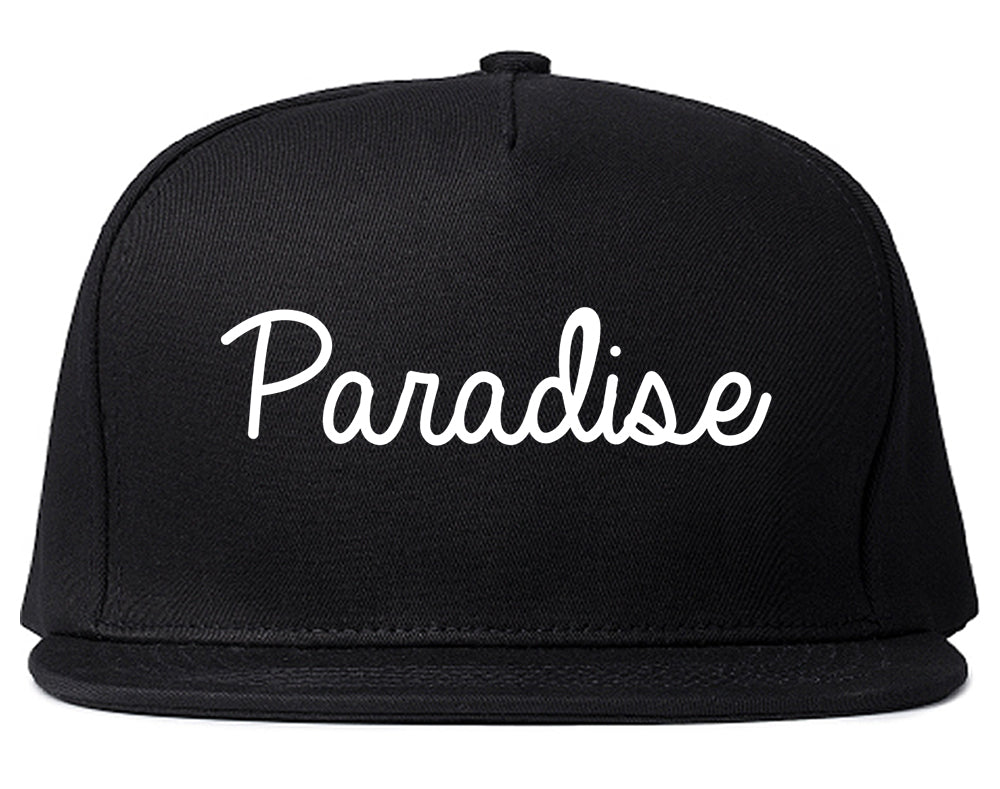 Paradise California CA Script Mens Snapback Hat Black