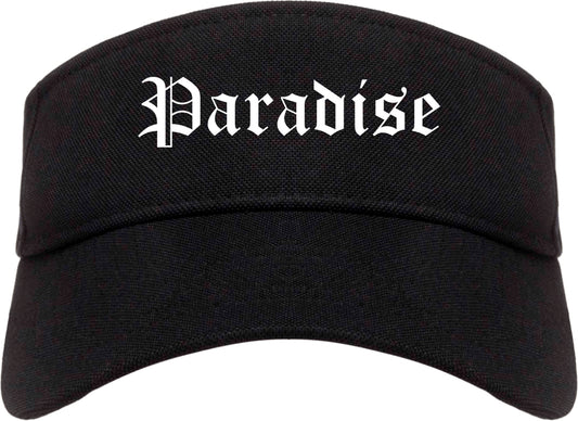 Paradise California CA Old English Mens Visor Cap Hat Black