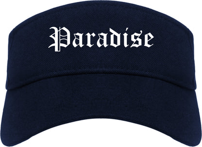 Paradise California CA Old English Mens Visor Cap Hat Navy Blue