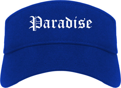 Paradise California CA Old English Mens Visor Cap Hat Royal Blue