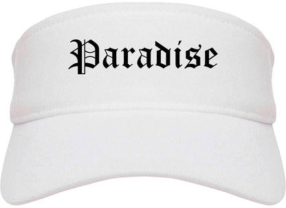 Paradise California CA Old English Mens Visor Cap Hat White
