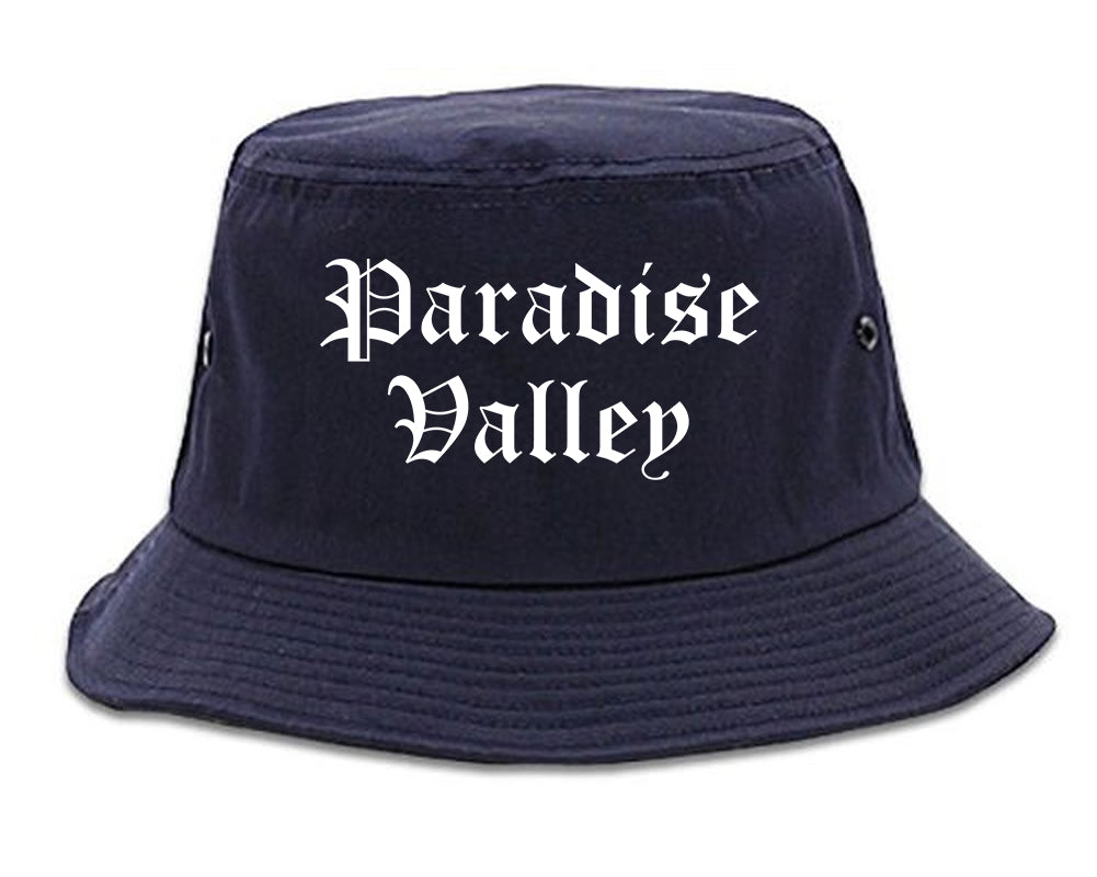 Paradise Valley Arizona AZ Old English Mens Bucket Hat Navy Blue