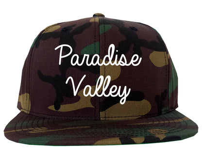 Paradise Valley Arizona AZ Script Mens Snapback Hat Army Camo