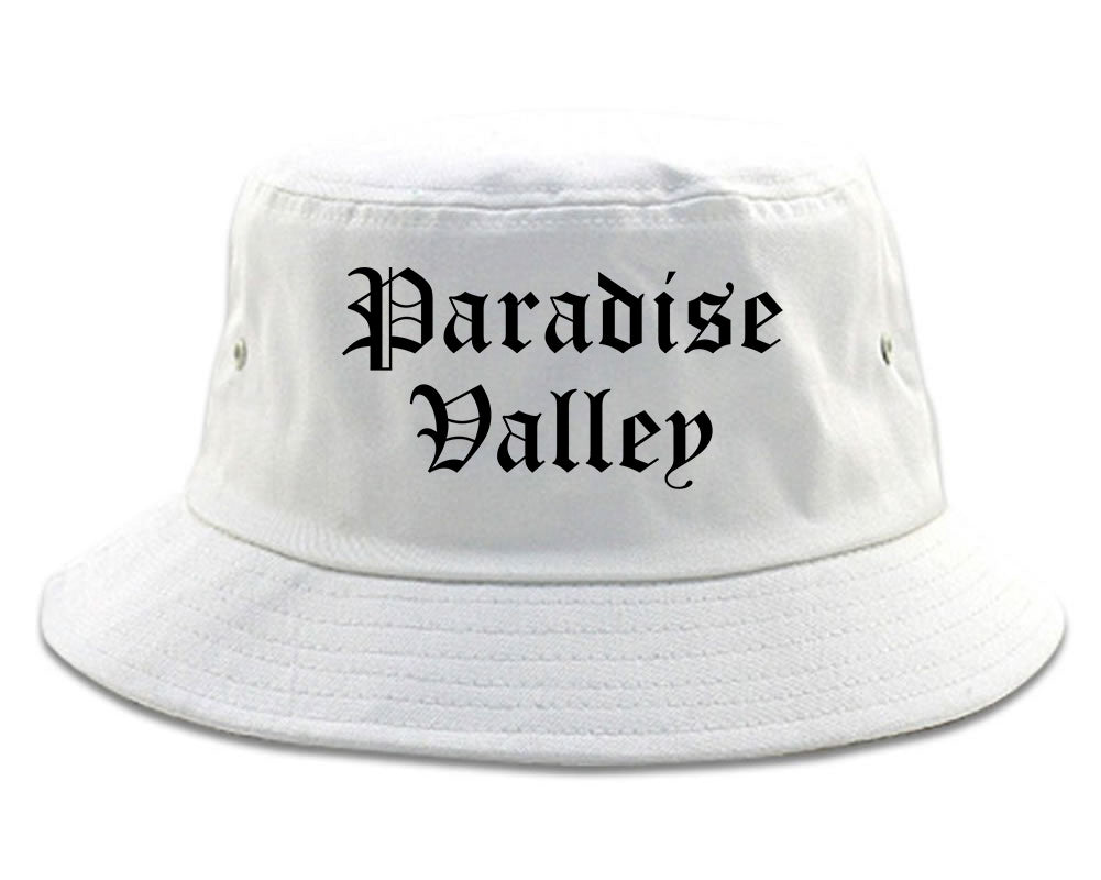 Paradise Valley Arizona AZ Old English Mens Bucket Hat White
