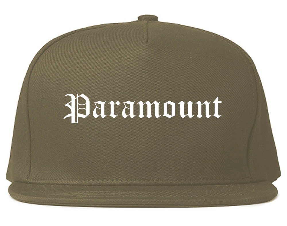 Paramount California CA Old English Mens Snapback Hat Grey
